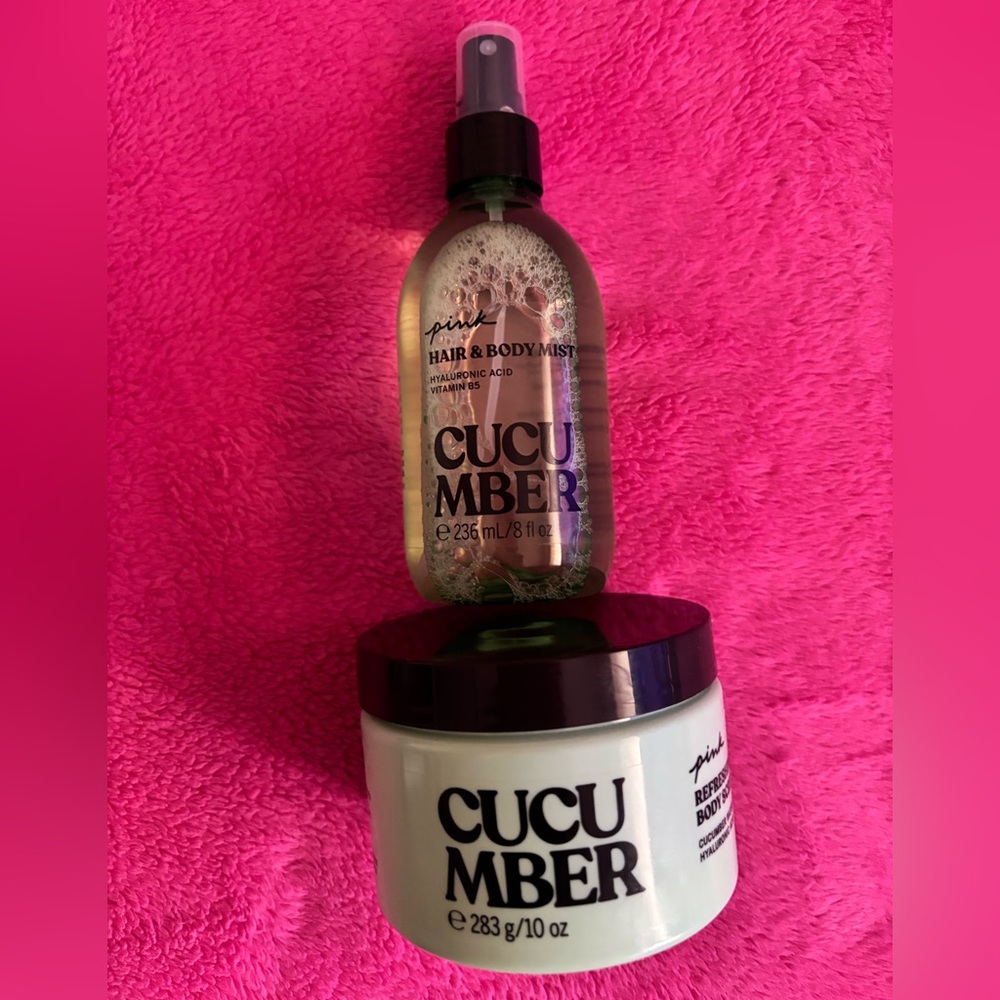 Victoria Secret PINK Cucumber Refresher Body Scrub  Top it with Hair n Body Mist